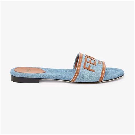 fendi blue denim slides.